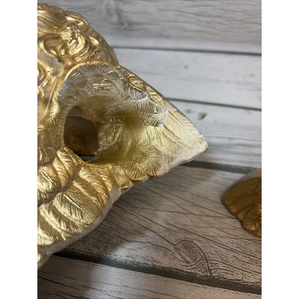 2 Vintage Hard Plaster Cherub Drapery Curtain Rod Wall Sconce Swag Holders